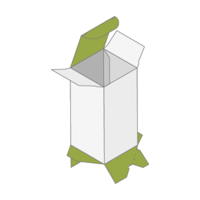 Faltschachtel mit Automatikboden, versetzte Laschen